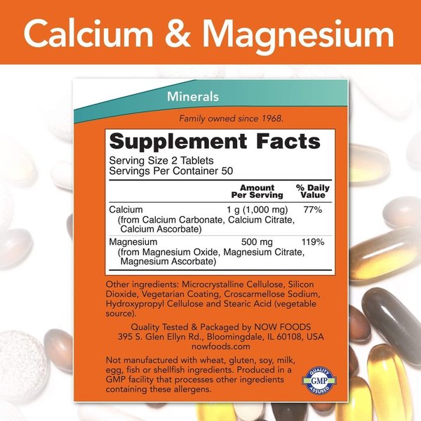 NOW Calcium & Magnesium 100 vegane Tbl